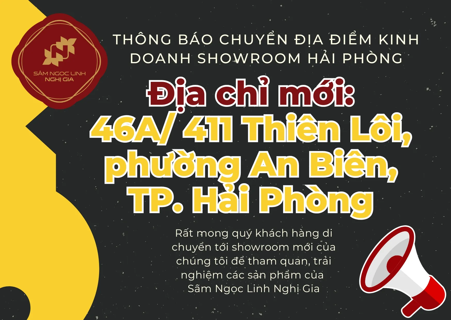 Thông Báo Thay Đổi Địa Điểm Showroom Sâm Ngọc Linh Nghị Gia Tại Hải Phòng